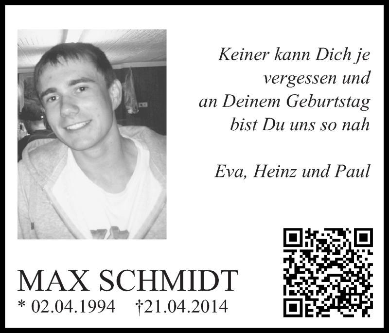  Traueranzeige für MAX SCHMIDT vom 02.04.2015 aus Ruhr Nachrichten