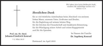 Traueranzeige von Johann-Friedrich Konrad von Ruhr Nachrichten