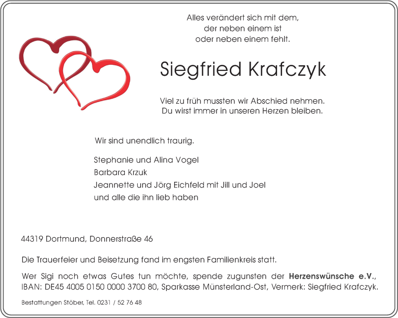  Traueranzeige für Siegfried Krafczyk vom 15.10.2016 aus Ruhr Nachrichten
