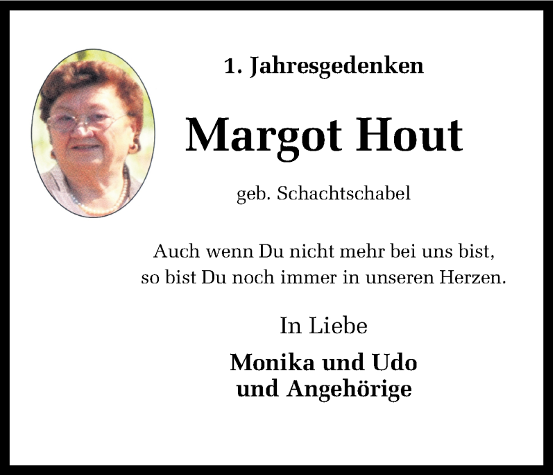 Traueranzeige für Margot Hout vom 14.10.2016 aus Ruhr Nachrichten