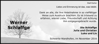 Traueranzeige von Werner Schlaffge von Ruhr Nachrichten