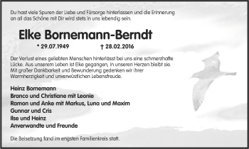 Traueranzeige von Elke Bornemann-Berndt von Ruhr Nachrichten und Dorstener Zeitung