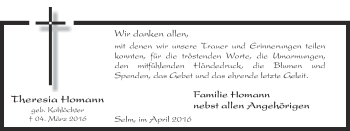 Traueranzeige von Theresia Homann von Ruhr Nachrichten