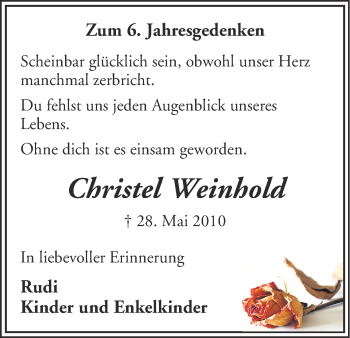 Traueranzeige von Christel Weinhold von Ruhr Nachrichten