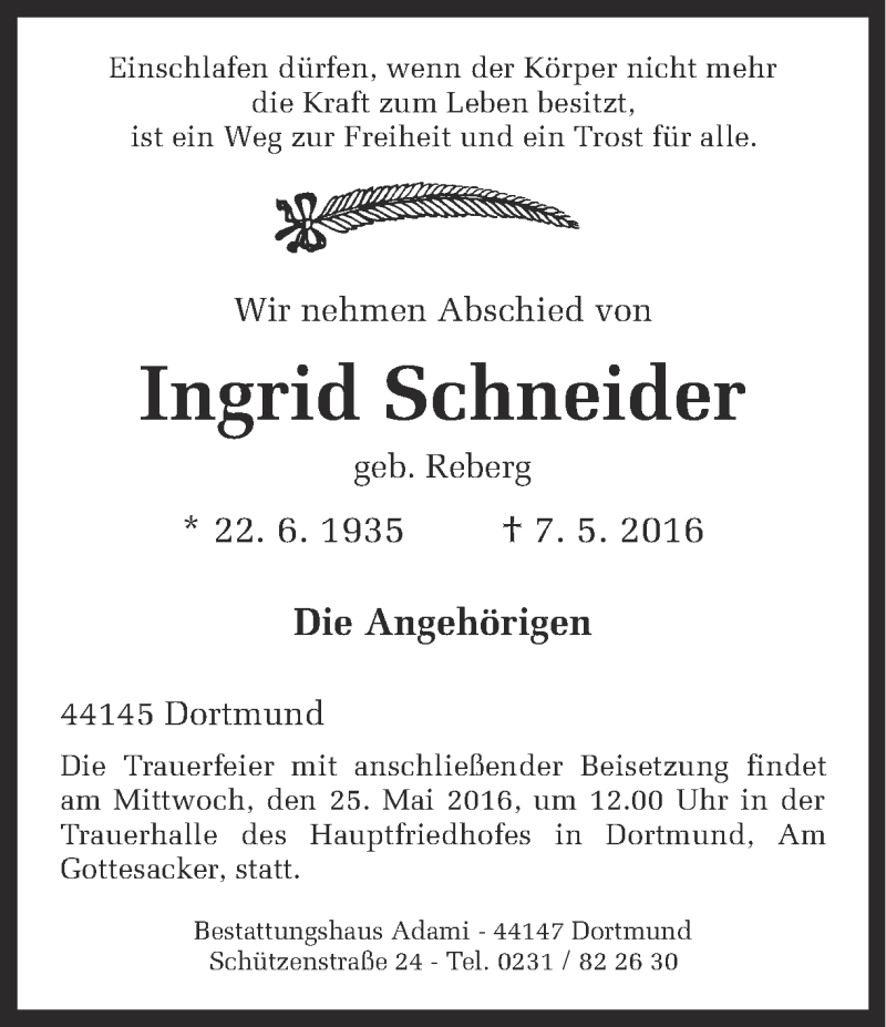 Traueranzeigen Von Ingrid Schneider Sich Erinnern De