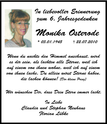 Traueranzeige von Monika Osterode von Ruhr Nachrichten