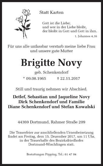 Traueranzeige von Brigitte Novy von Ruhr Nachrichten