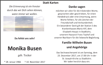 Traueranzeige von Monika Busen von Münstersche Zeitung und Münsterland Zeitung