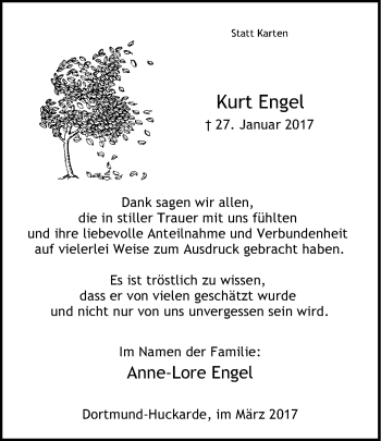 Traueranzeige von Kurt Engel von Ruhr Nachrichten