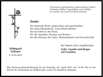 Traueranzeige von Hildegard Volkmer von Ruhr Nachrichten