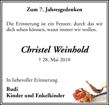 Traueranzeige von Christel Weinhold von Ruhr Nachrichten