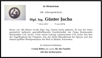 Traueranzeige von Günter Jucho von Ruhr Nachrichten