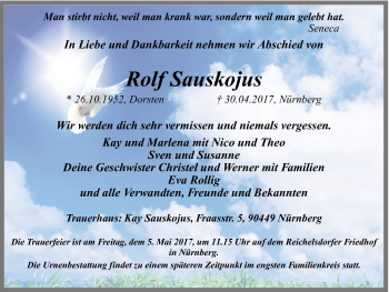 Traueranzeige von Rolf Sauskojus von Ruhr Nachrichten und Dorstener Zeitung