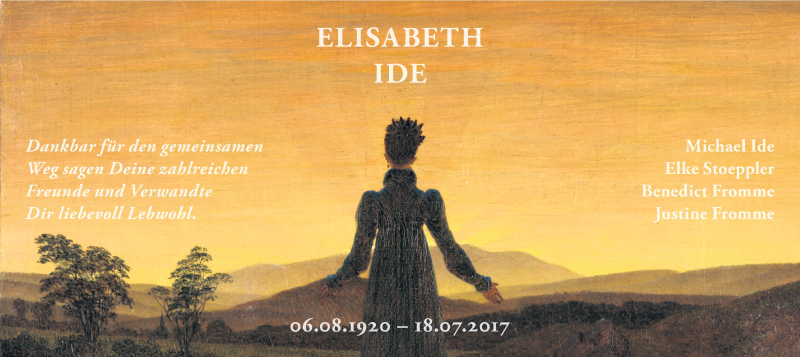  Traueranzeige für Elisabeth Ide vom 22.07.2017 aus Ruhr Nachrichten