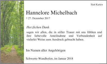 Traueranzeige von Hannelore Michelbach von Ruhr Nachrichten