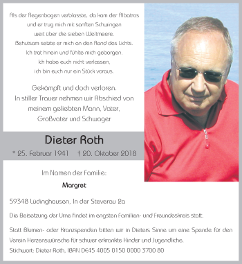 Traueranzeige von Dieter Roth von Ruhr Nachrichten