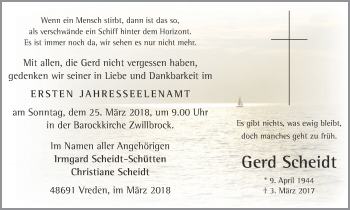 Traueranzeige von Gerd Scheidt von Münstersche Zeitung und Münsterland Zeitung