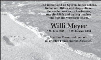 Traueranzeige von Willy Meyer von Münstersche Zeitung und Münsterland Zeitung
