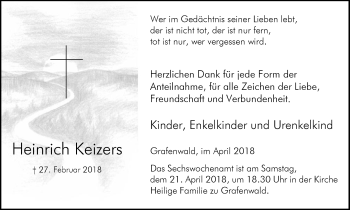 Traueranzeige von Heinrich Keizers von Ruhr Nachrichten und Dorstener Zeitung