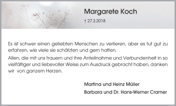 Traueranzeige von Margarete Koch von Ruhr Nachrichten