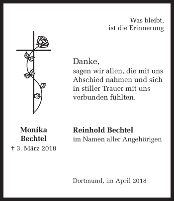 Traueranzeige von Monika Bechtel von Ruhr Nachrichten