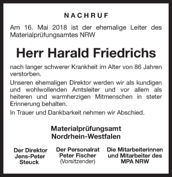 Traueranzeige von Harald Friedrichs von Ruhr Nachrichten