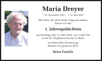 Traueranzeige von Maria Dreyer von Ruhr Nachrichten