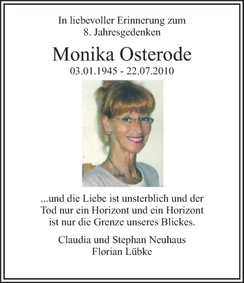 Traueranzeige von Monika Osterode von Ruhr Nachrichten