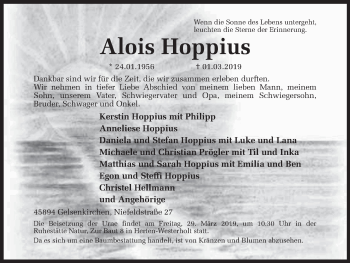 Traueranzeige von Alois Hoppius von Ruhr Nachrichten und Dorstener Zeitung