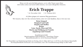 Traueranzeige von Erich Trappe von Ruhr Nachrichten