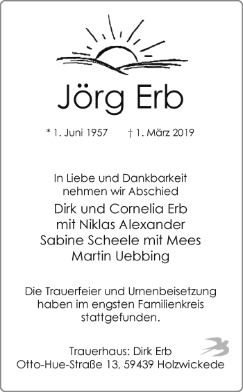 Traueranzeige von Jörg Erb von Ruhr Nachrichten