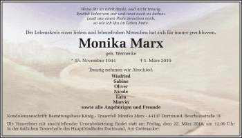 Traueranzeige von Monika Marx von Ruhr Nachrichten