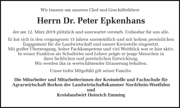 Traueranzeige von Peter Epkenhans von Münstersche Zeitung und Münsterland Zeitung