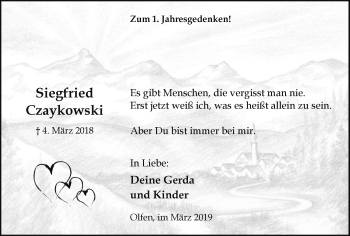 Traueranzeige von Siegfried Czaykowski von Ruhr Nachrichten
