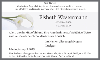 Traueranzeige von Elsbeth Westermann von Ruhr Nachrichten