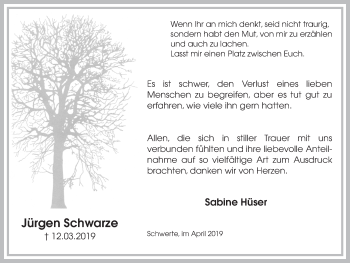 Traueranzeige von Jürgen Schwarze von Ruhr Nachrichten