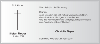 Traueranzeige von Stefan Pieper von Ruhr Nachrichten