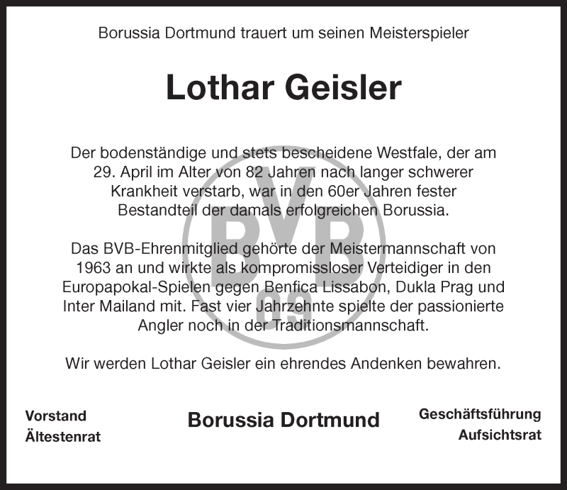  Traueranzeige für Lothar Geisler vom 11.05.2019 aus 