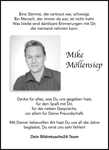 Traueranzeige von Mike Möllensiep von Münstersche Zeitung und Münsterland Zeitung