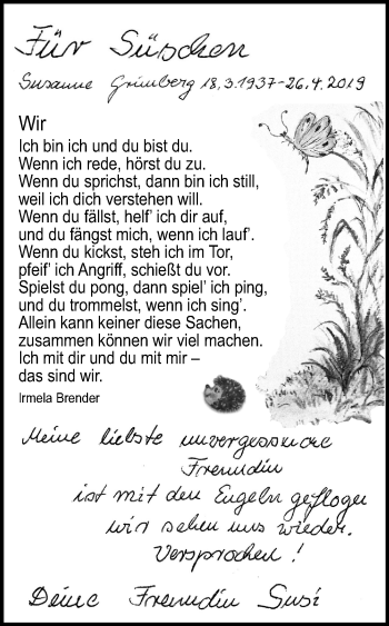 Traueranzeige von Susanne Grünberg von Ruhr Nachrichten