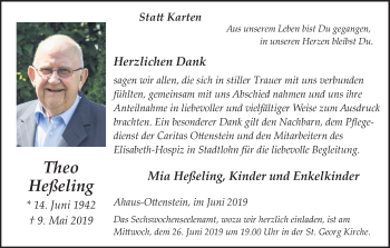 Traueranzeige von Theo Heßeling von Münstersche Zeitung und Münsterland Zeitung