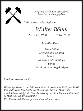 Traueranzeige von Walter und Thea Böhm von Medienhaus Bauer