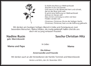 Traueranzeige von Nadine Rusin von Medienhaus Bauer