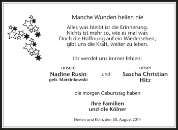 Traueranzeige von Nadine Rusin von Medienhaus Bauer