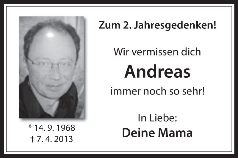  Traueranzeige für Andreas Mnich vom 07.04.2015 aus Medienhaus Bauer