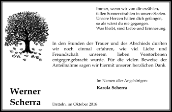 Traueranzeige von Werner Scherra von Medienhaus Bauer