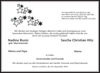 Traueranzeige von Nadine Rusin von Medienhaus Bauer