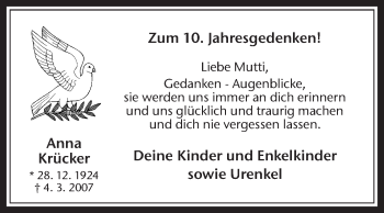 Traueranzeige von Anna Krücker 