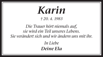 Traueranzeige von Karin  von Medienhaus Bauer