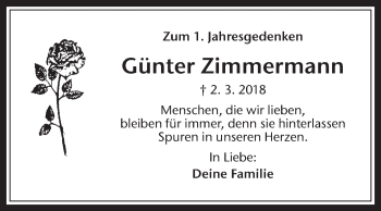 Traueranzeige von Günter Zimmermann von Medienhaus Bauer